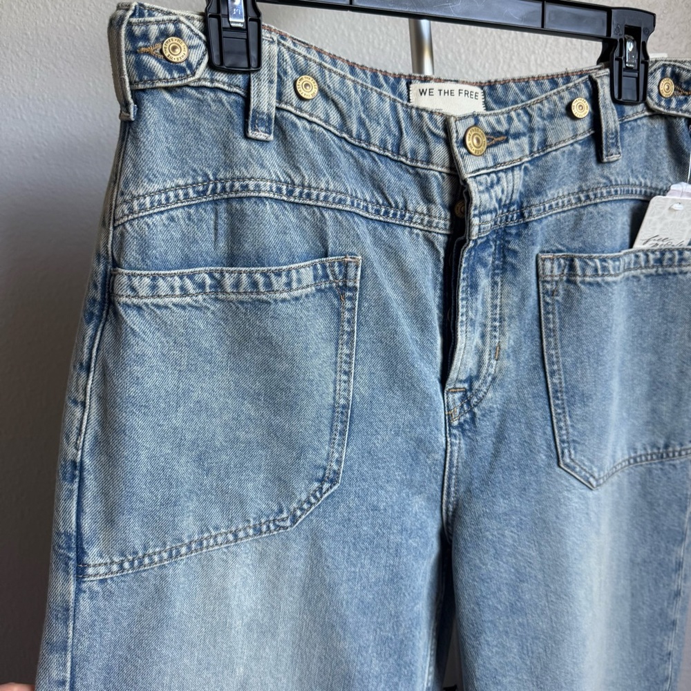 NWT Free People Palmer Wide Leg Cuffed Jeans Denim Sz 28 - Picture 11 of 14